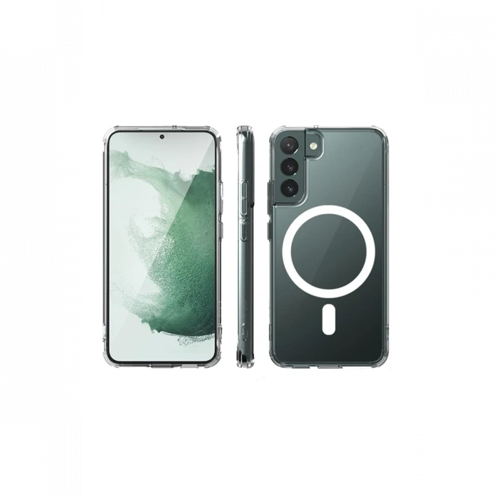 Mey İthalat®  Samsung Galaxy S22 Plus Kılıf Magneticsafe Şeffaf Silikon - Şeffaf