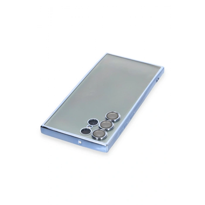 Mey İthalat®  Samsung Galaxy S22 Ultra Kılıf  Lensli Silikon - Açık Mavi