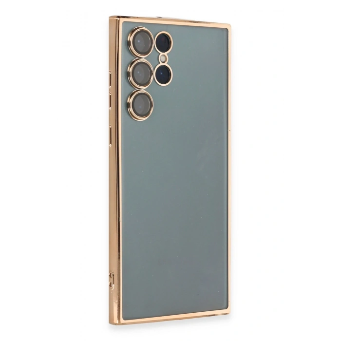 Mey İthalat®  Samsung Galaxy S22 Ultra Kılıf  Lensli Silikon - Gold