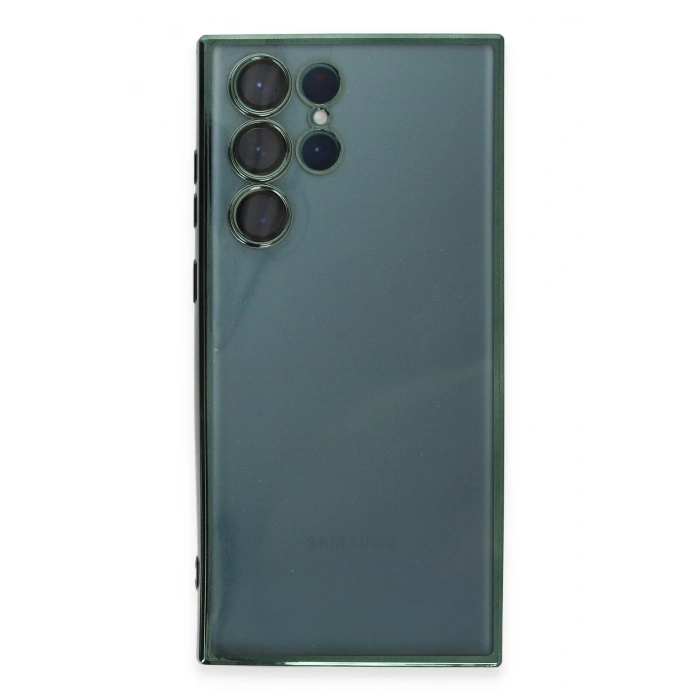 Mey İthalat®  Samsung Galaxy S22 Ultra Kılıf  Lensli Silikon - Yeşil