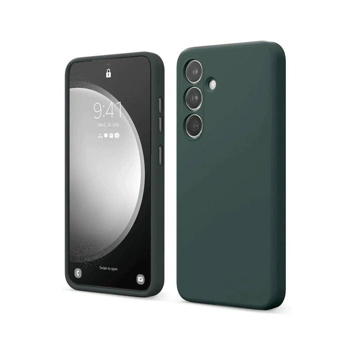 Mey İthalat®  Samsung Galaxy S24 FE Kılıf First Silikon - Koyu Yeşil