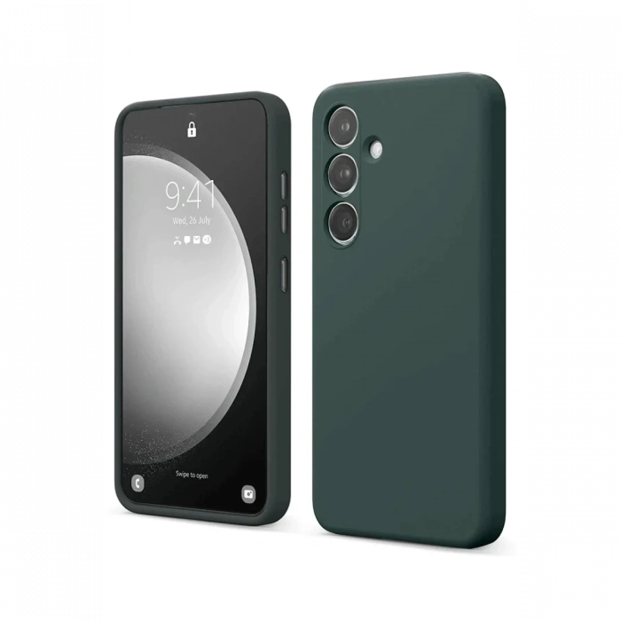 Mey İthalat®  Samsung Galaxy S24 FE Kılıf First Silikon - Koyu Yeşil