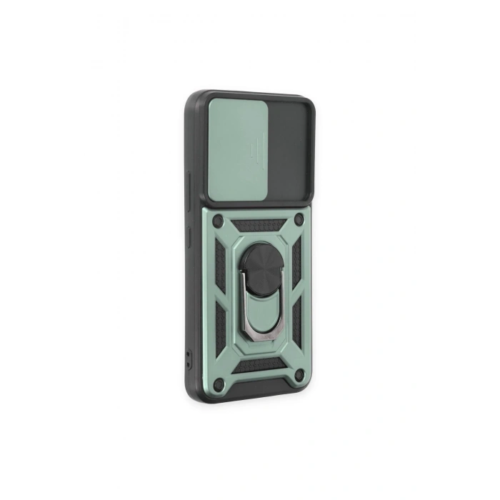 Mey İthalat®  Samsung Galaxy S24 Kılıf Pars Lens Yüzüklü Silikon - Yeşil