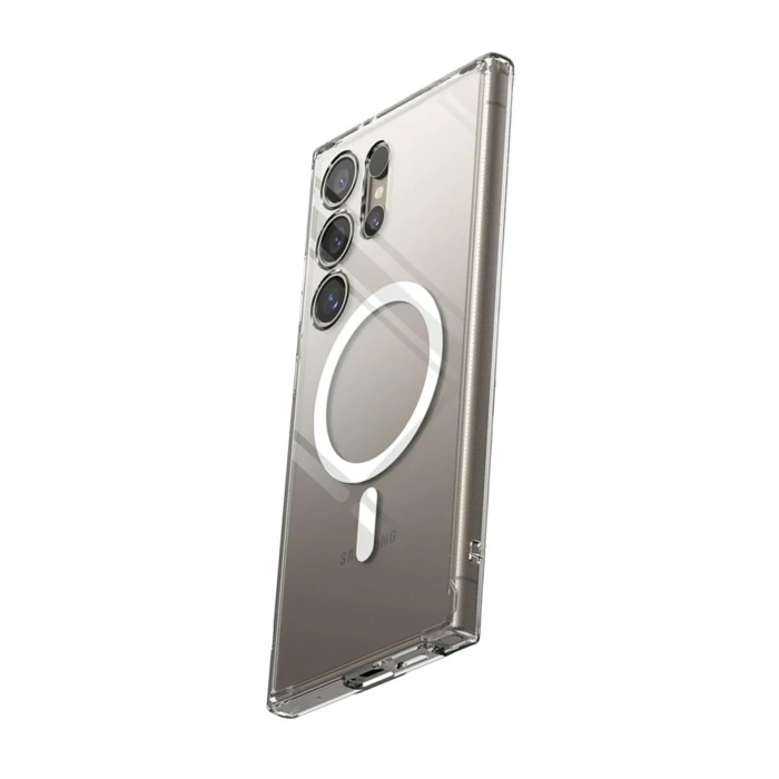 Mey İthalat®  Samsung Galaxy S24 Ultra Kılıf Magneticsafe Şeffaf Silikon - Şeffaf