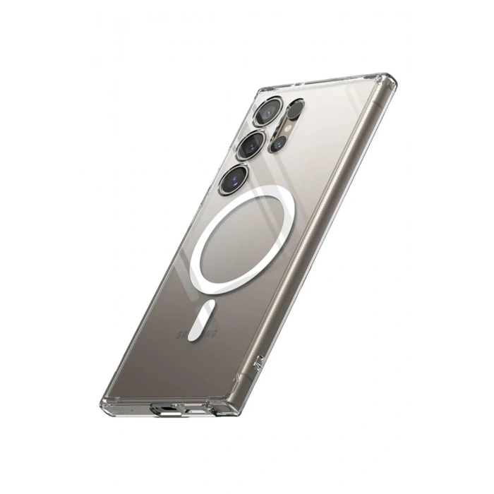 Mey İthalat®  Samsung Galaxy S24 Ultra Kılıf Magneticsafe Şeffaf Silikon - Şeffaf