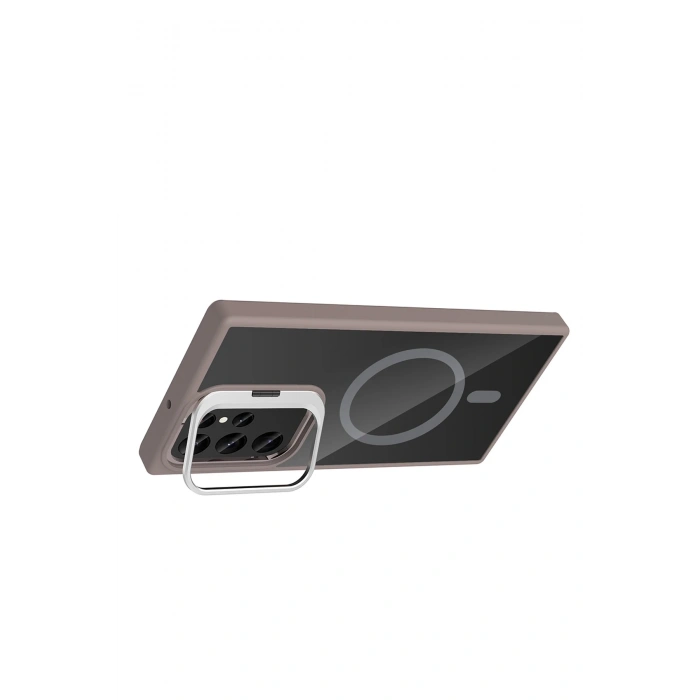 Mey İthalat®  Samsung Galaxy S24 Ultra Remim Lensli Magsafe Standlı Kapak - Titan Gri