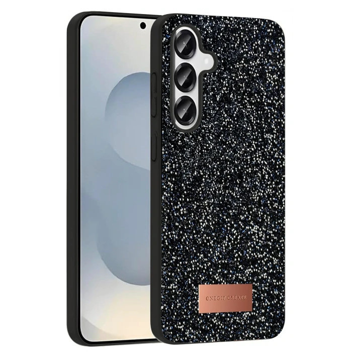 Mey İthalat®  Samsung Galaxy S25 Bright Simli Kapak - Siyah