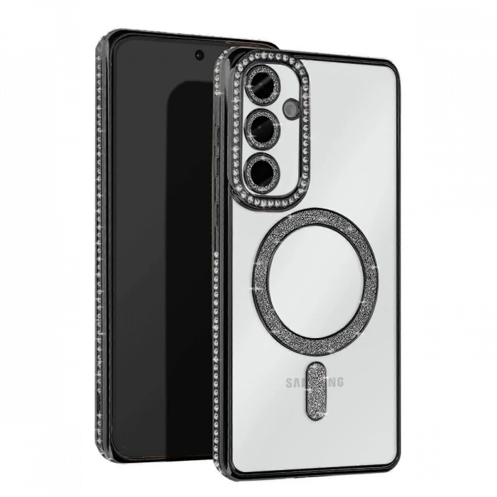 Mey İthalat®  Samsung Galaxy S25 Edge Joke Simli Magneticsafe Kılıf - Siyah