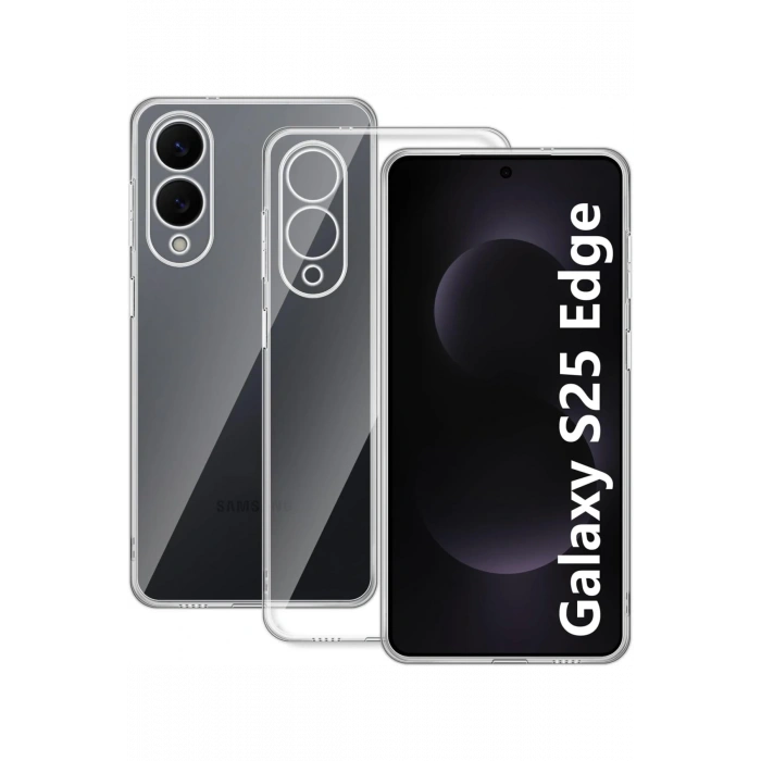 Mey İthalat®  Samsung Galaxy S25 Edge Kılıf Lüx Şeffaf Silikon