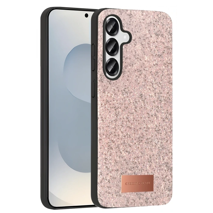 Mey İthalat®  Samsung Galaxy S25 Plus Bright Simli Kapak - Pembe