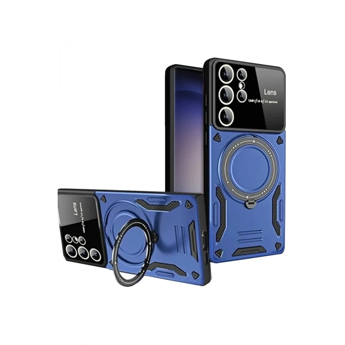 Mey İthalat®  Samsung Galaxy S25 Ultra Kılıf Joy Lens Standlı Kapak - Lacivert