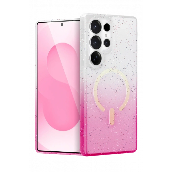 Mey İthalat®  Samsung Galaxy S25 Ultra Pummel Shiny Magsafe Kapak - Pembe