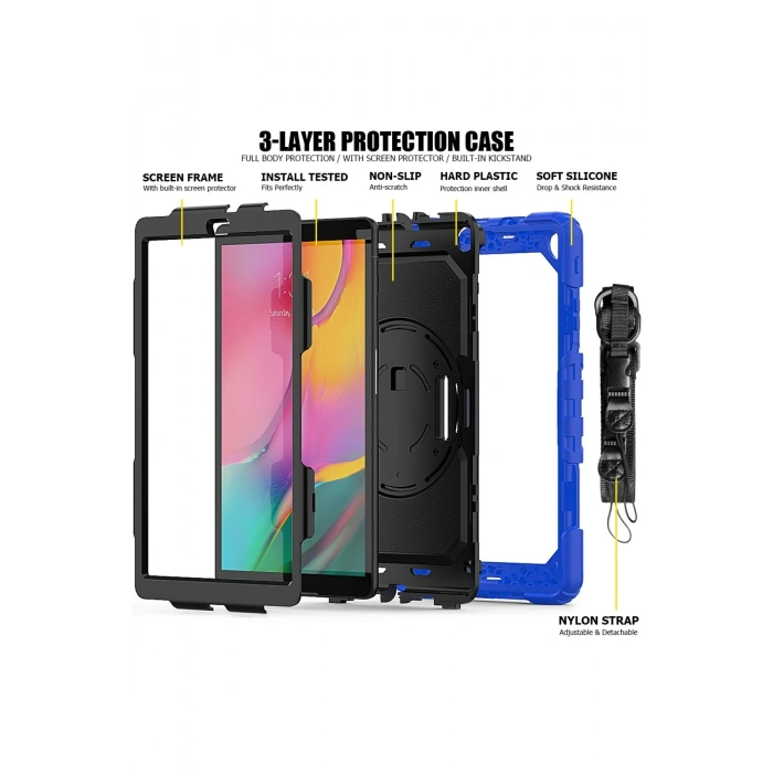 Mey İthalat®  Samsung Galaxy T510 Tab A 10.1 Kılıf Pars Tablet Kapak - Mavi