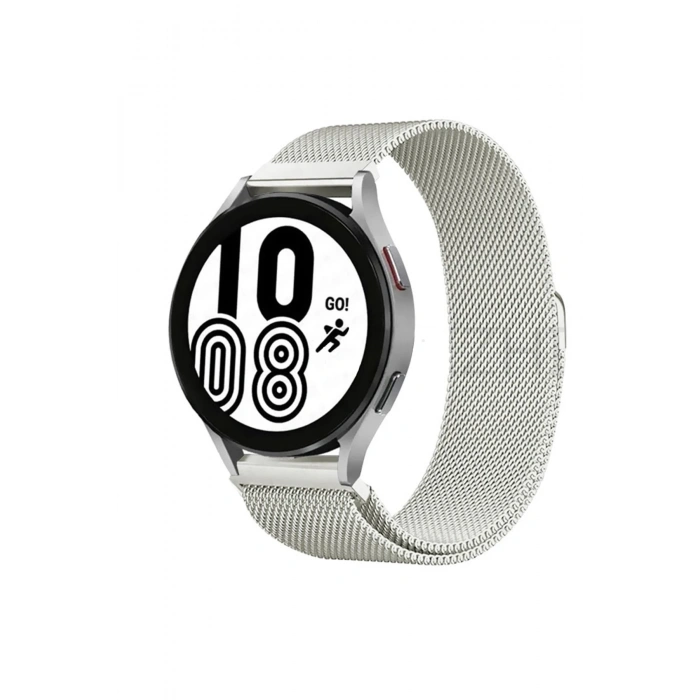 Mey İthalat®  Samsung Galaxy Watch 4 Metal Mıknatıslı Kordon - Gümüş