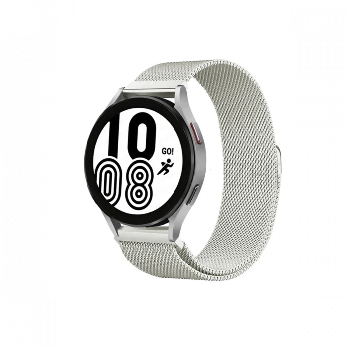 Mey İthalat®  Samsung Galaxy Watch 4 Metal Mıknatıslı Kordon - Gümüş