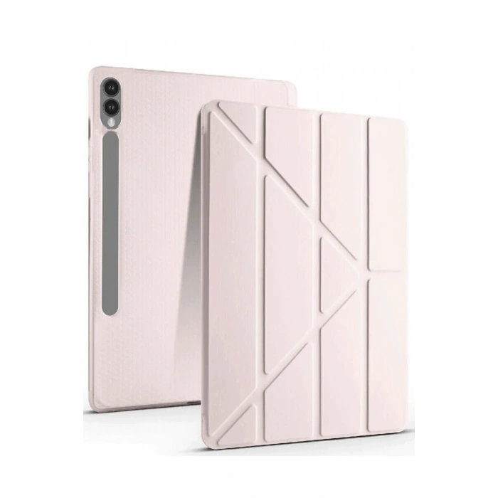 Mey İthalat®  Samsung Galaxy X610 Tab S9 FE Plus 12.4 Kılıf Kalemlikli Mars Tablet Kılıfı - Rose Gold