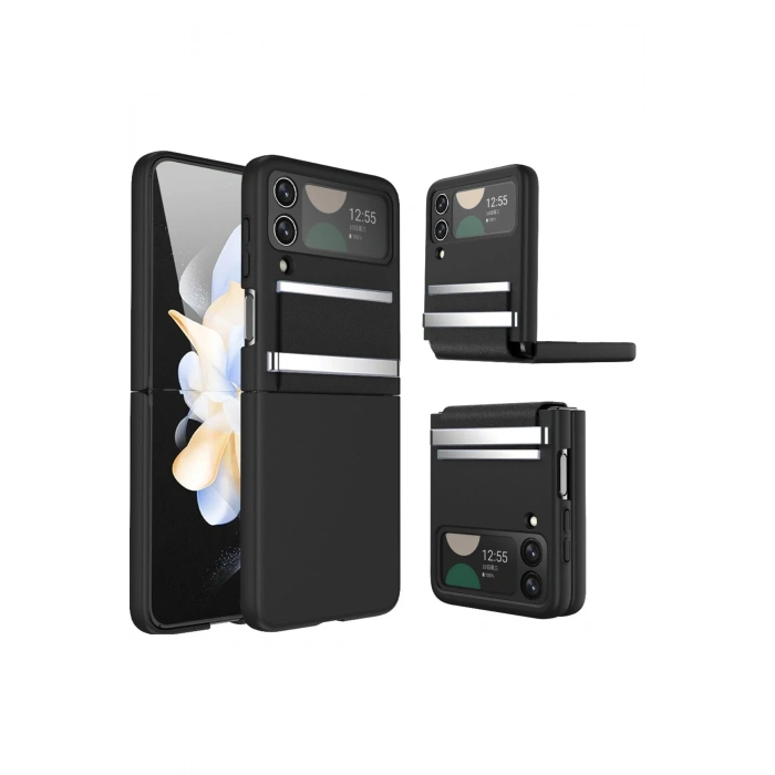 Mey İthalat®  Samsung Galaxy Z Flip 3 Kılıf Belt Flip Kapak - Siyah