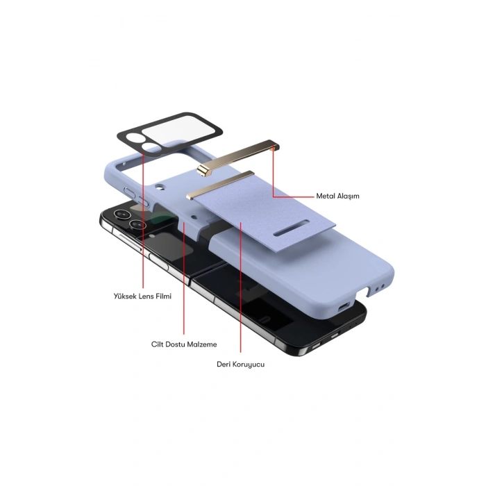 Mey İthalat®  Samsung Galaxy Z Flip 3 Kılıf Belt Flip Kapak - Siyah