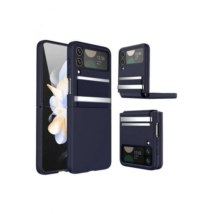 Mey İthalat®  Samsung Galaxy Z Flip 4 Kılıf Belt Flip Kapak - Lacivert