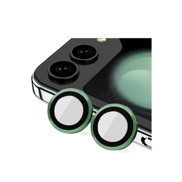 Mey İthalat®  Samsung Galaxy Z Flip 5 Valdez Metal Kamera Lens - Koyu Yeşil