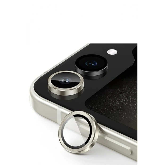 Mey İthalat®  Samsung Galaxy Z Flip 5 Valdez Metal Kamera Lens - Krem