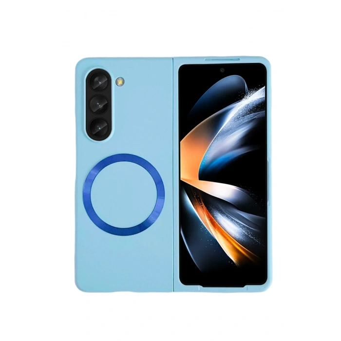 Mey İthalat®  Samsung Galaxy Z Fold 5 Kılıf Mata Fold Kapak - Sierra Blue