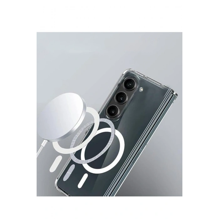 Mey İthalat®  Samsung Galaxy Z Fold 6 Kılıf Magneticsafe Şeffaf Silikon - Şeffaf
