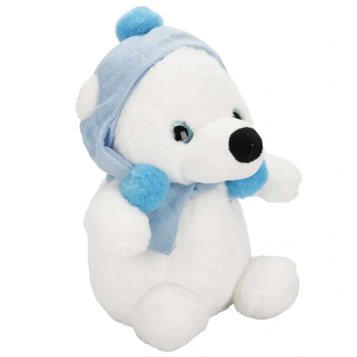 Mey İthalat® Şapkalı ve Atkılı Peluş Kutup Ayısı 30 cm S00004773