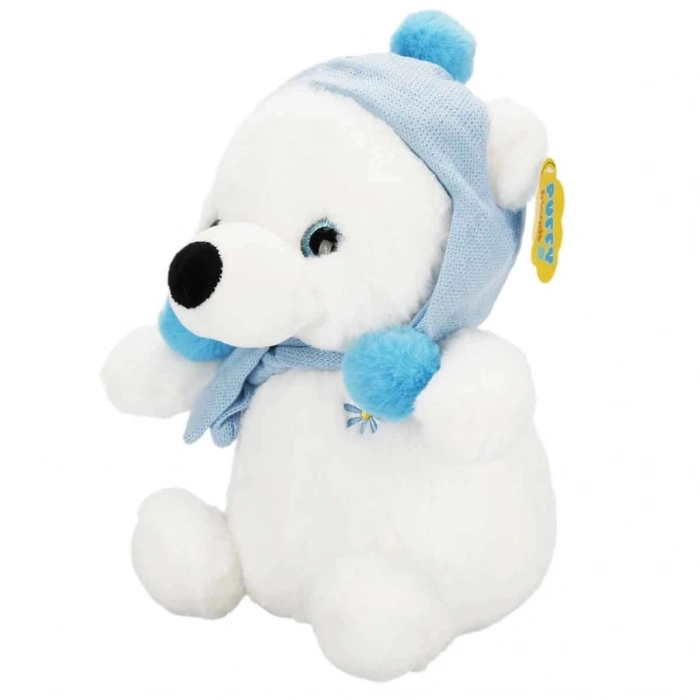 Mey İthalat® Şapkalı ve Atkılı Peluş Kutup Ayısı 30 cm S00004773
