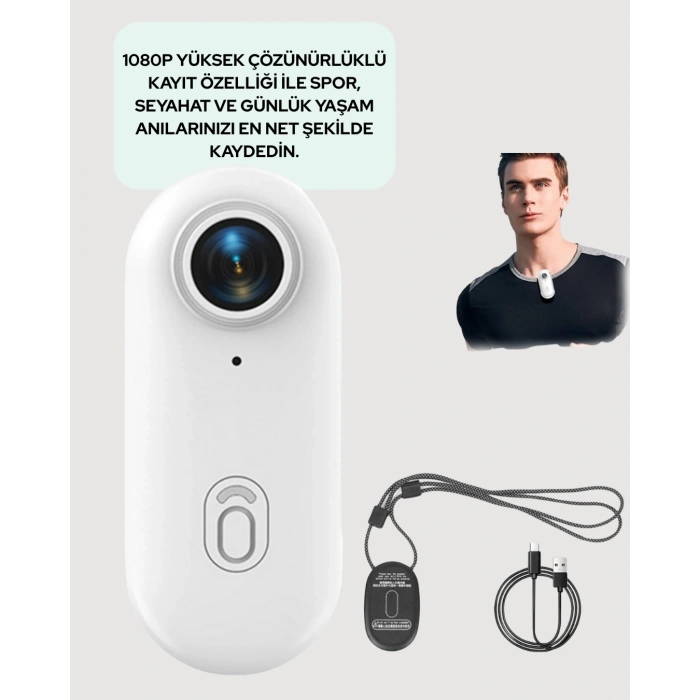 Mey İthalat® Şarj Edilebilir Uzun Ömürlü Mini Spor Kamera Full HD