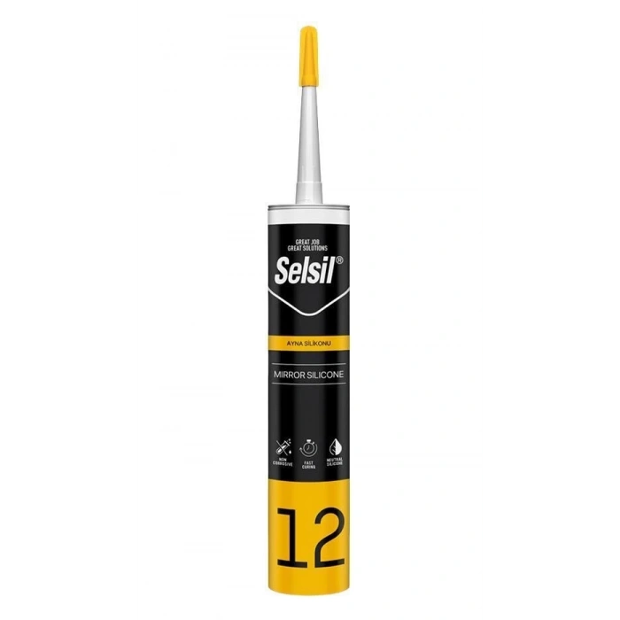 Mey İthalat® Selsil 12 Ayna Silikonu Şeffaf 280 ml