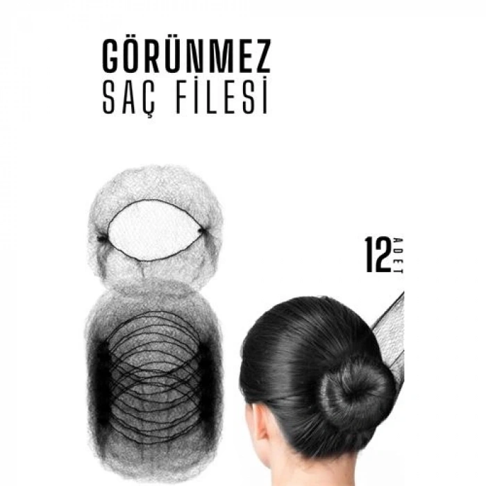 Mey İthalat® SİYAH Saç Filesi Görünmez 12 ADET
