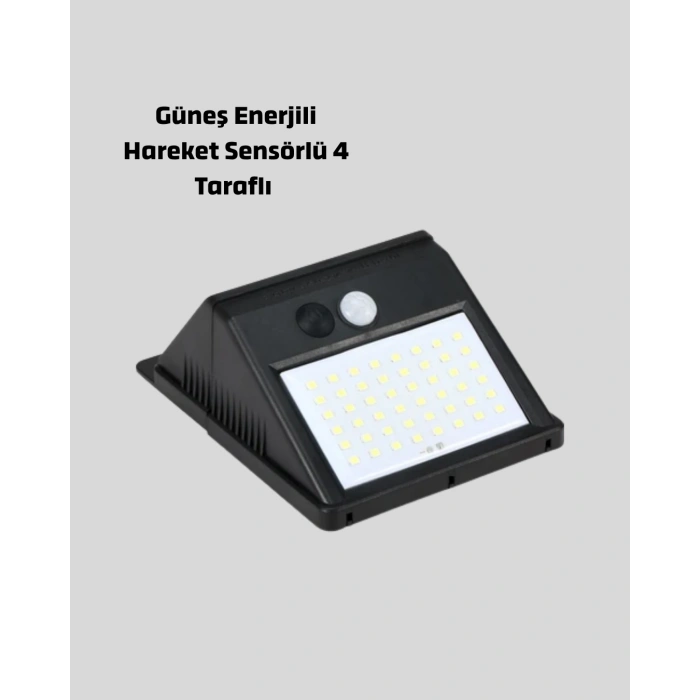 Mey İthalat® Solar Güneş Enerjili Hareket Sensörlü 4 Taraflı Bahçe Lambası – IP65 Su Geçirmez, 100 LED
