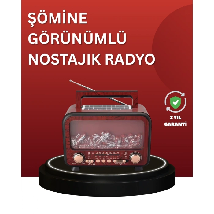 Mey İthalat® Solar Panelli Alev Işıklı Bluetooth Hoparlör – Çoklu Giriş, Uzun Pil Ömrü