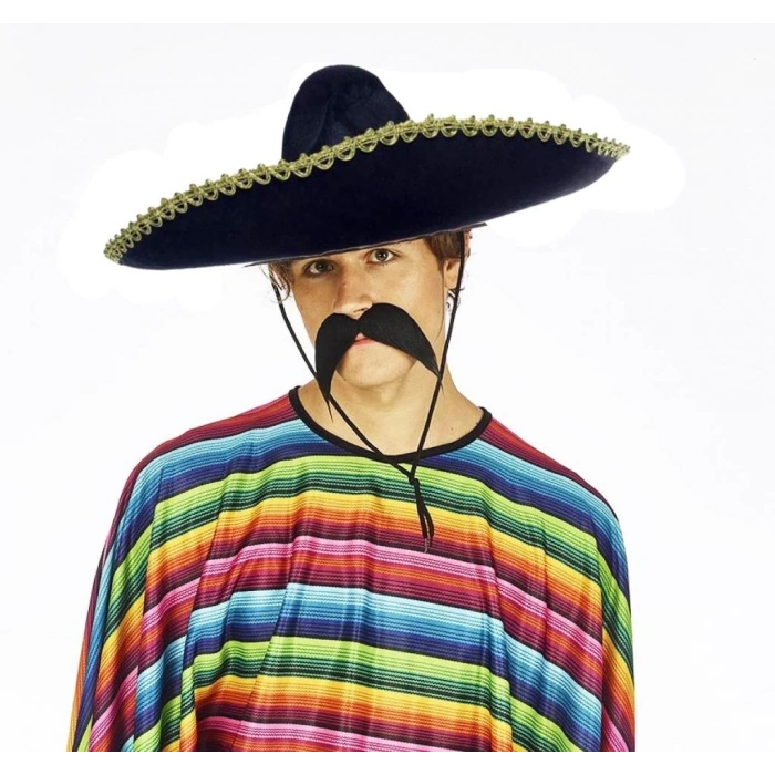 Mey İthalat®  Sombrero Meksika Şapkası Mariachi Altın Şeritli Yetişkin Boy