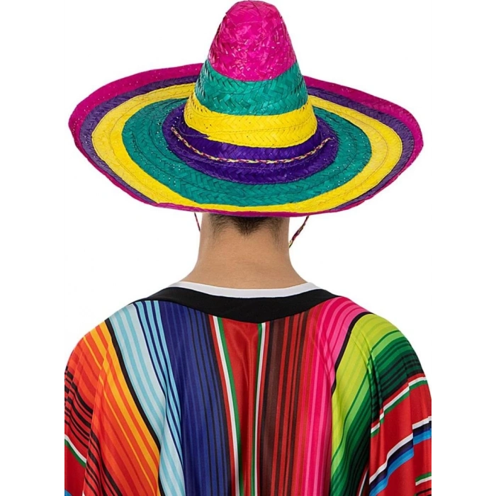 Mey İthalat®  Sombrero Meksika Şapkası Renkli Örme Hasır Yetişkin Boy