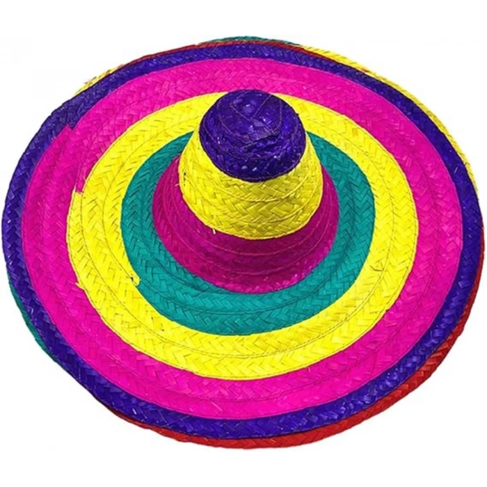Mey İthalat®  Sombrero Meksika Şapkası Renkli Örme Hasır Yetişkin Boy