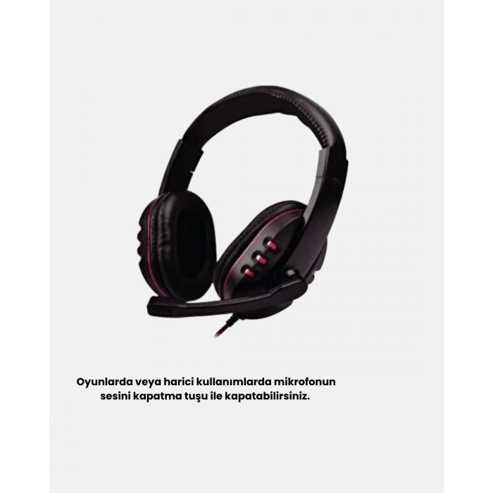 Mey İthalat® Stereo Ses Destekli Mikrofonlu Gaming Kulaklık – Yumuşak Pedli