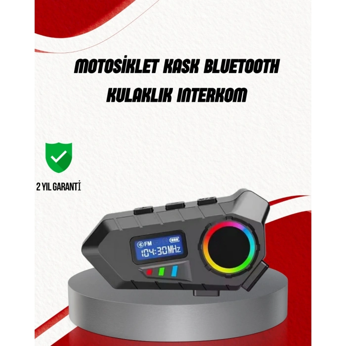 Mey İthalat® Suya Dayanıklı Bluetooth  İnterkom 5.4 Hoparlör 500mAh Batarya ve FM Radyo Özellikli