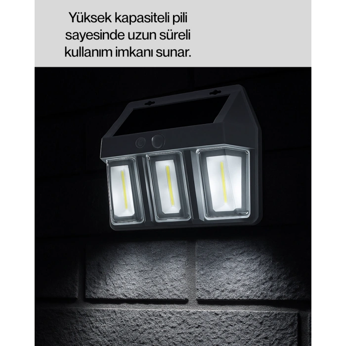 Mey İthalat® Suya Dayanıklı Solar Duvar Lambası – Akıllı Gece Sensörlü Işık