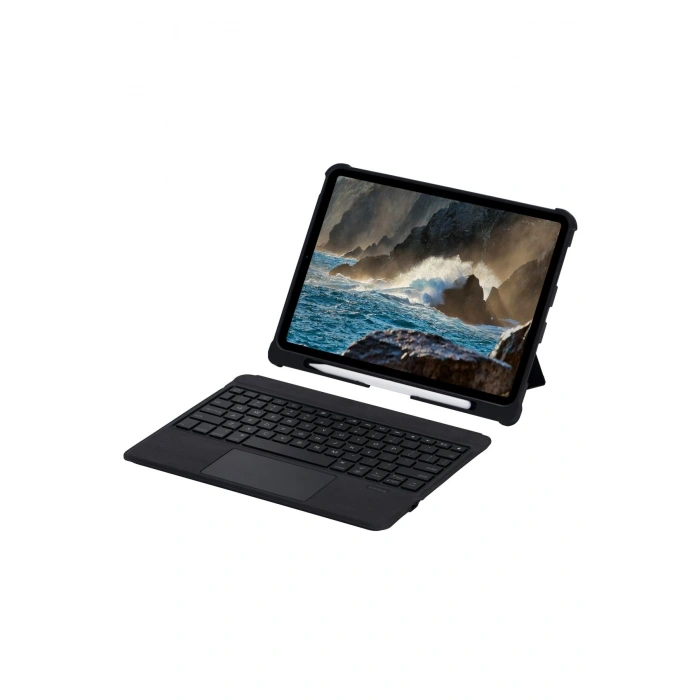 Mey İthalat®   T5209D iPad Pro 12.9 (2021) Kılıf İnter Ledli Klavyeli Tablet Kılıfı - Siyah