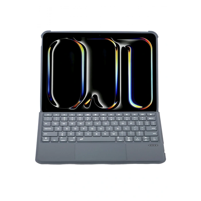 Mey İthalat®   T5504D iPad Pro 11 (2024) Kılıf Palermo Ledli Klavyeli Standlı Tablet Kılıfı - Siyah