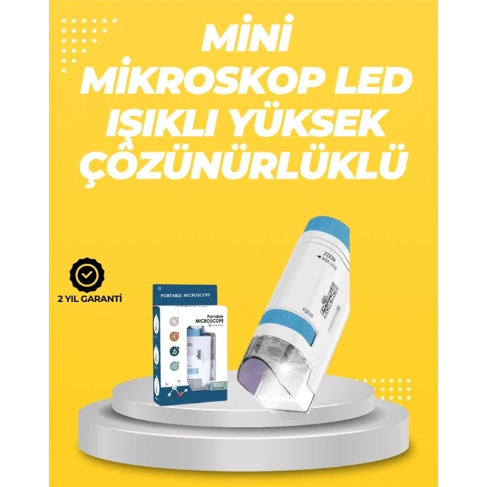 Mey İthalat® Taşınabilir LED Işıklı Cep Mikroskop – 80X–200X Büyütme