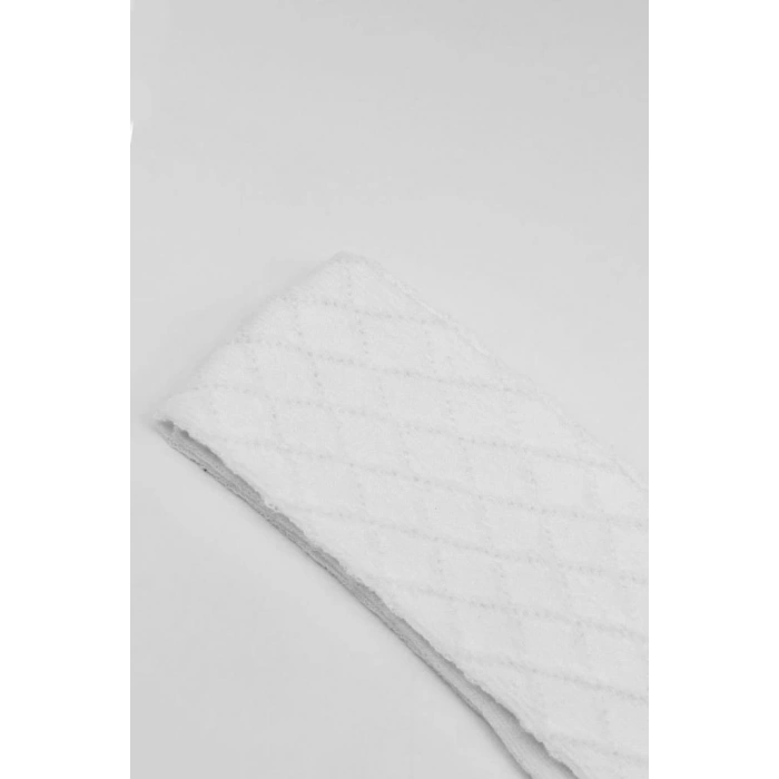 Mey İthalat®   Tekli Ekose Kabartma Penye Külotlu Çorap BS50105 Beyaz