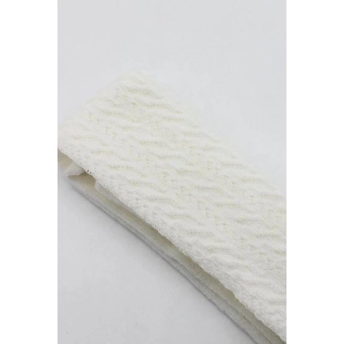 Mey İthalat®   Tekli Zikzak Kabartma Penye Külotlu Çorap BS50108 Ekru