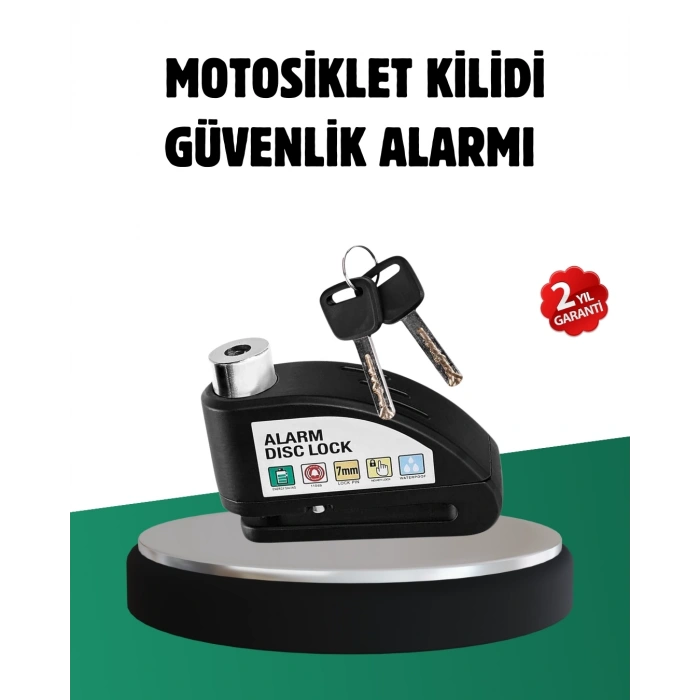 Mey İthalat® Titreşim Sensörlü Alarm Disk Kilidi Motosiklet Scooter Bisiklet