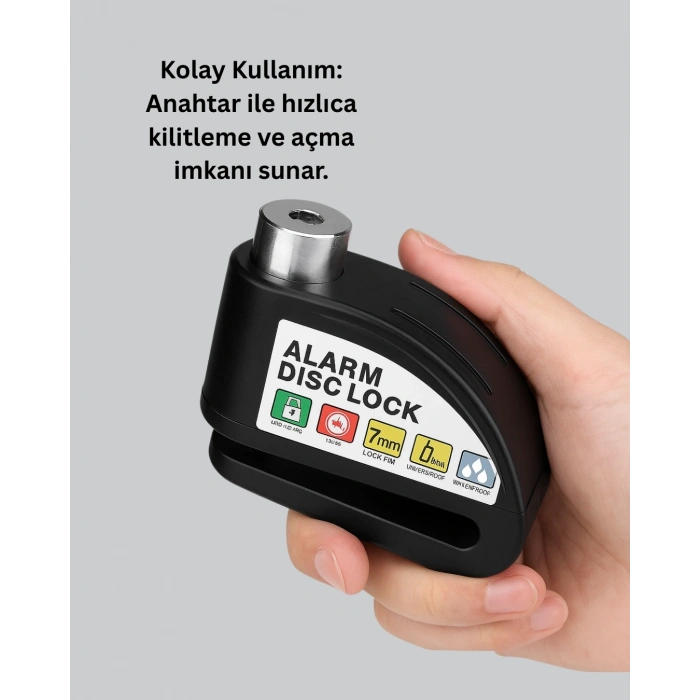 Mey İthalat® Titreşim Sensörlü Alarm Disk Kilidi Motosiklet Scooter Bisiklet
