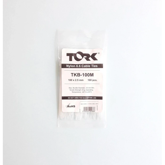 Mey İthalat® Tork Beyaz Kablo Bağı 2,5X100