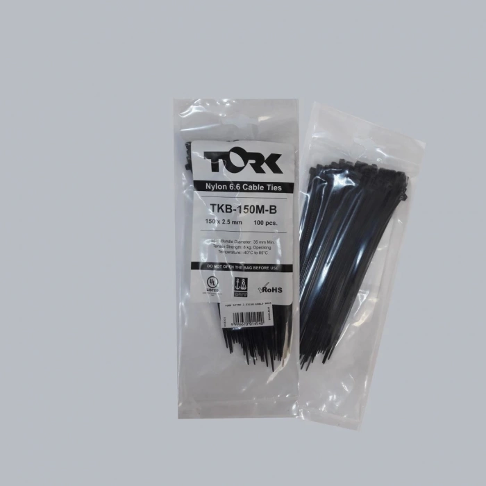 Mey İthalat® Tork Siyah Kablo Bağı 2,5x150