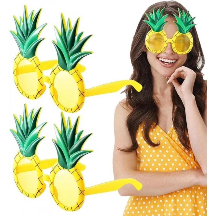 Mey İthalat® Tropikal Hawaii Ananas Şekilli Parti Gözlüğü 9.5 x 14 cm